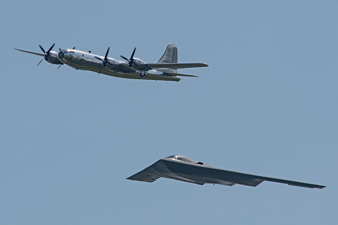44-69972 B-29A N69972 & 82-1068 B-2A WM